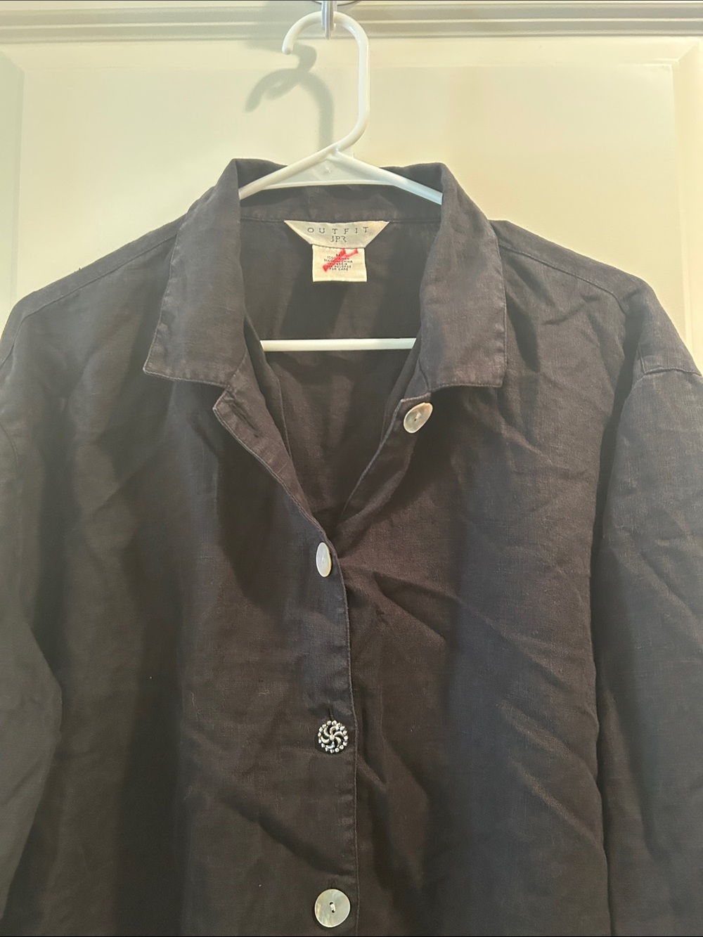 Outfit Jpr Vintage 100% Linen Black Button-Front lightweight Jacket Cardigan M